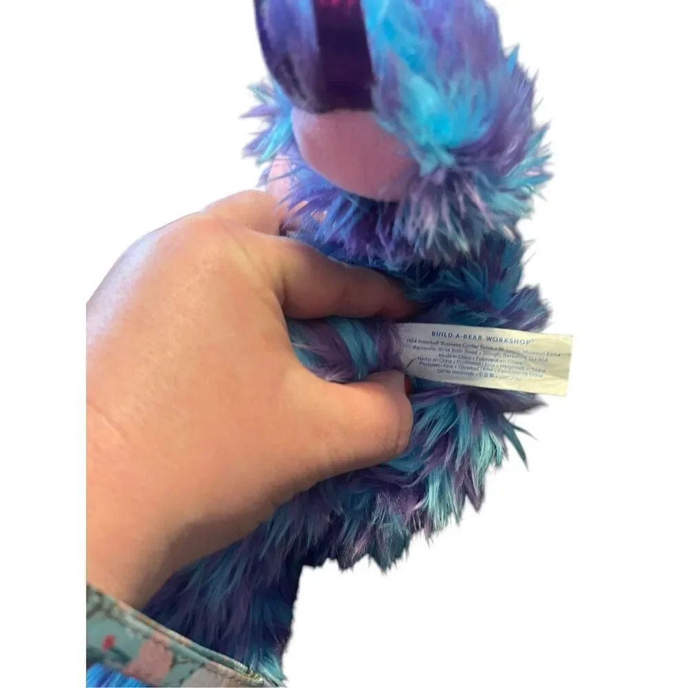 Build-A-Bear Workshop Purple Blue Fluffy Stripe Sloth Plush Stuffed Animal 14